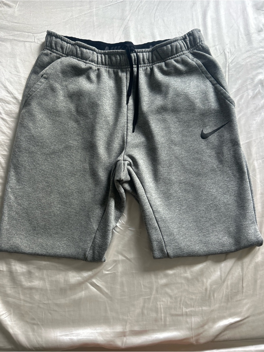 Nike Gray Fleece Shorts with Drawstring